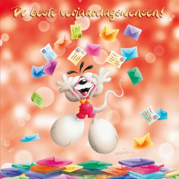 Diddl 3D-wenskaart - De beste verjaardagswensen!