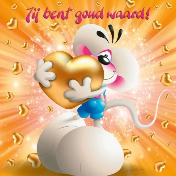 Diddl 3D-wenskaart - Jij bent goud waard!