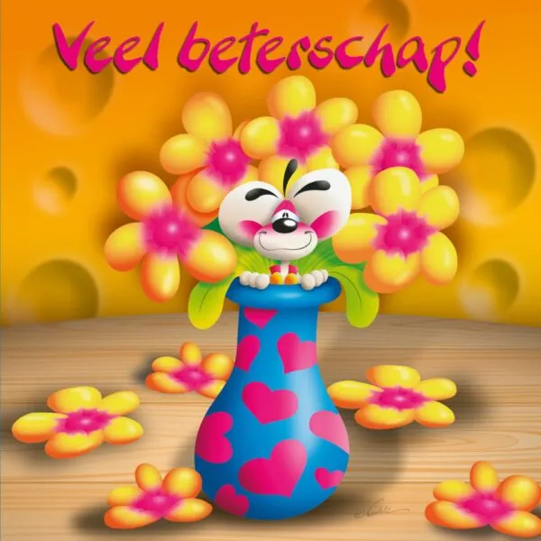 Diddl 3D-wenskaart - Veel beterschap!